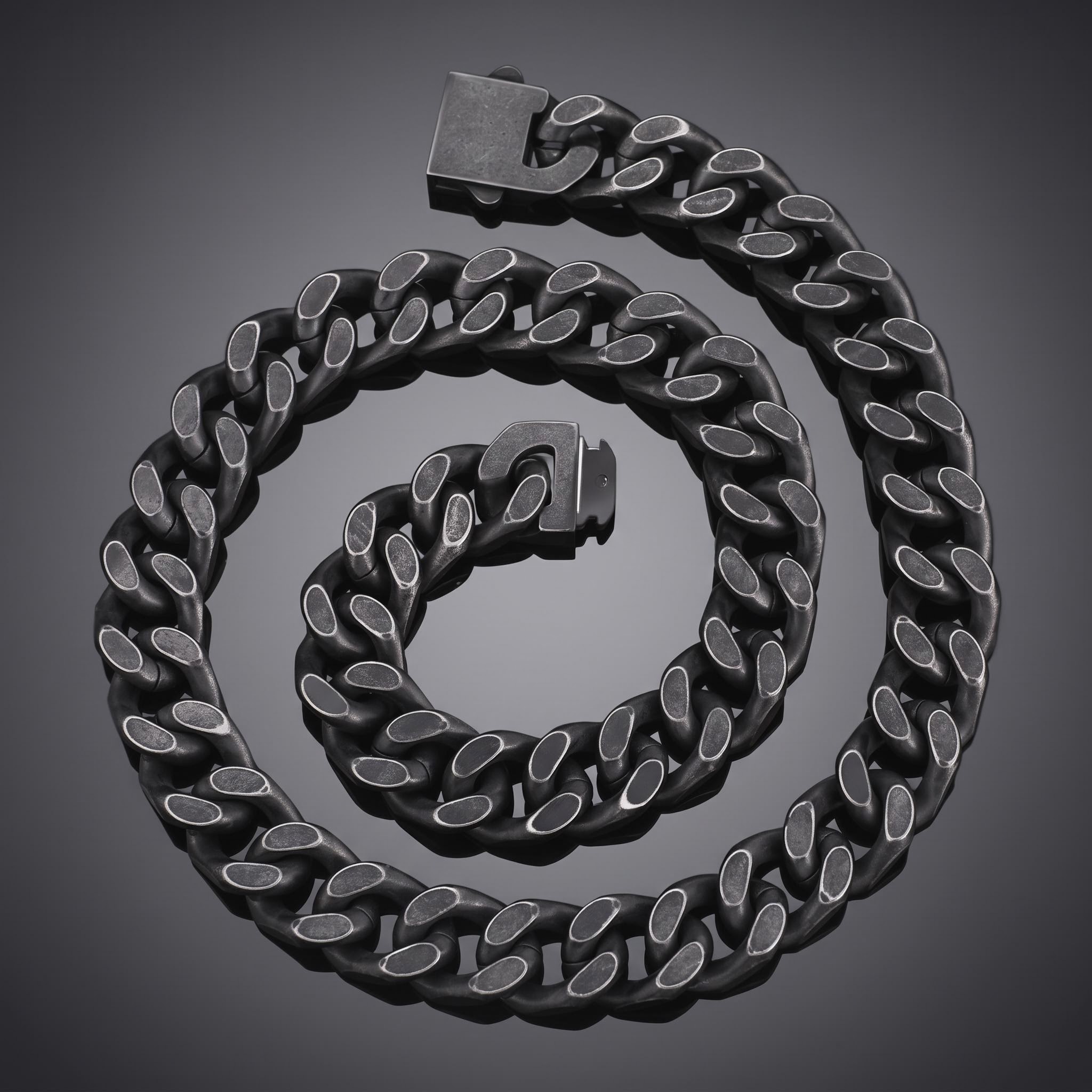 14mm Curb Chain with Hook Buckle Clasp in Black Gold