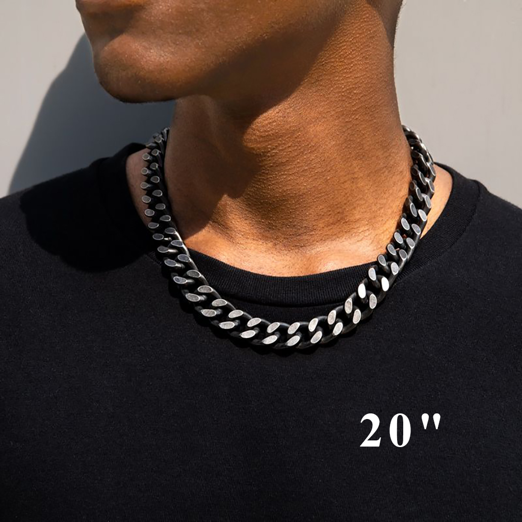 14mm Curb Chain with Hook Buckle Clasp in Black Gold 14mm Curb Chain with Hook Buckle Clasp in Black Gold
