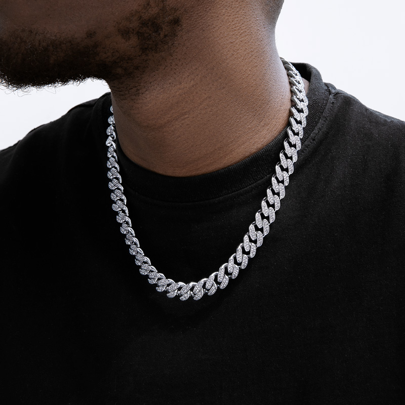 thumbnail image 2 of Iced Out Initial Letter 'PT' Gold Pendant With 20-Inch Box Cuban Link Chain Necklace 2 of 5