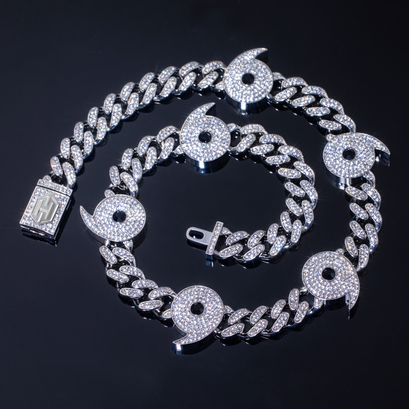 Iced Power of Six Paths 12mm Cuban Chain Necklace
