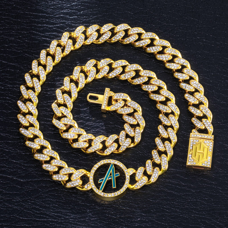 A to Z Initials Letters Iced Cuban Chain in Gold