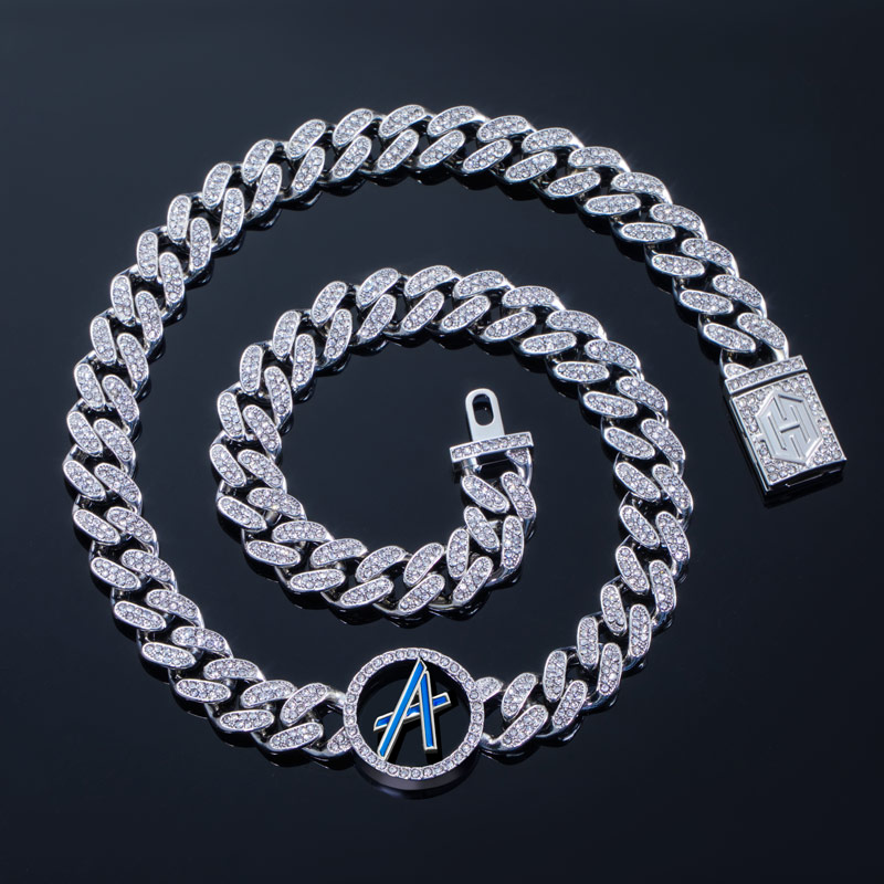 A to Z Initials Letters Iced Cuban Chain in White Gold