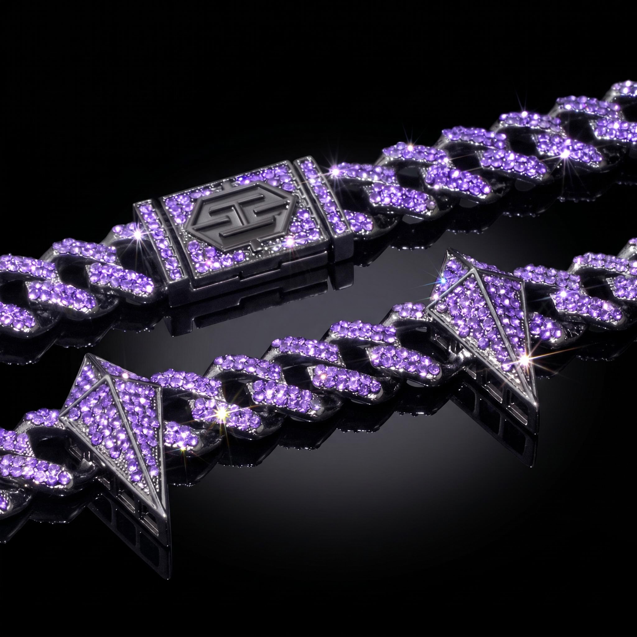 12mm Purple Fight Tooth and Claw Iced Cuban Chain 12mm Purple Fight Tooth and Claw Iced Cuban Chain