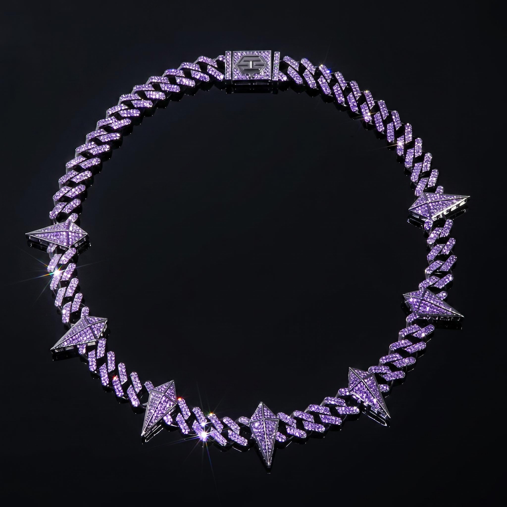 12mm Purple Fight Tooth and Claw Iced Cuban Chain 12mm Purple Fight Tooth and Claw Iced Cuban Chain