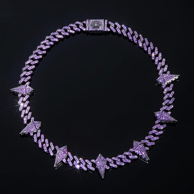 12mm Purple Fight Tooth and Claw Iced Cuban Chain