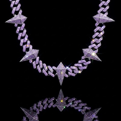12mm Purple Fight Tooth and Claw Iced Cuban Chain