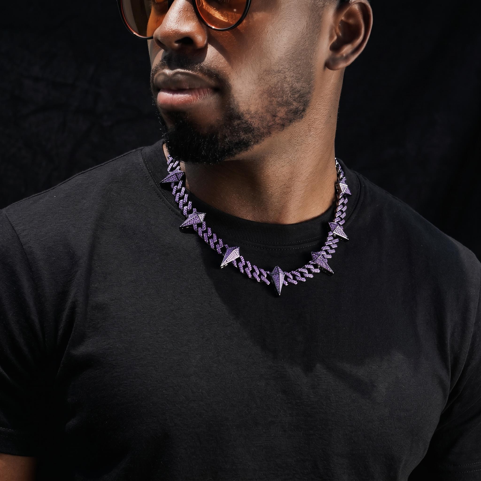 12mm Purple Fight Tooth and Claw Iced Cuban Chain 12mm Purple Fight Tooth and Claw Iced Cuban Chain
