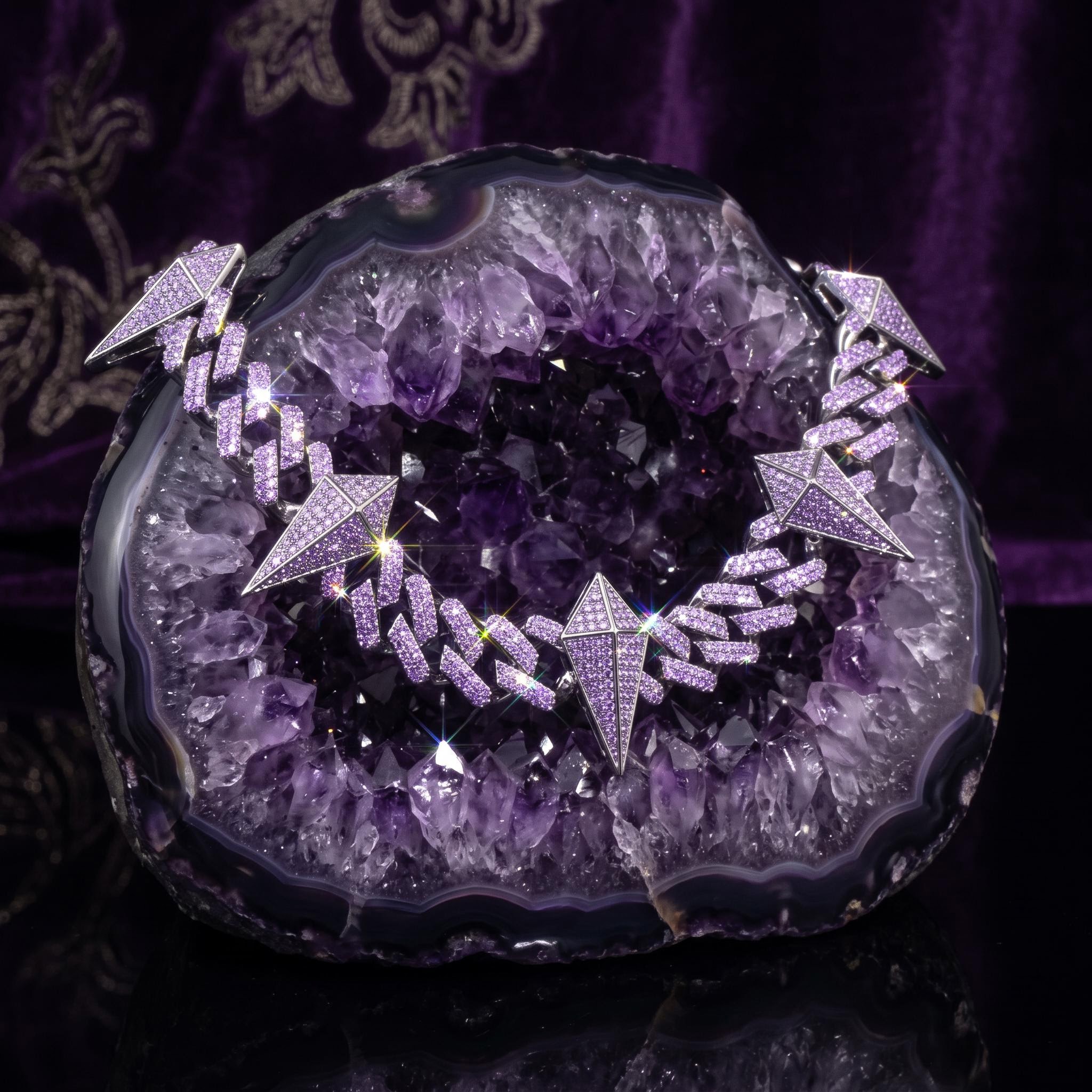 12mm Purple Fight Tooth and Claw Iced Cuban Chain