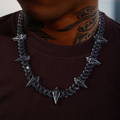  12mm Black Fight Tooth and Claw Iced Cuban Chain