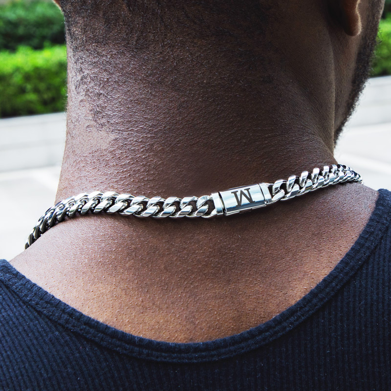 10mm 20" Miami Initial Letter Stainless Steel Cuban Link Chain