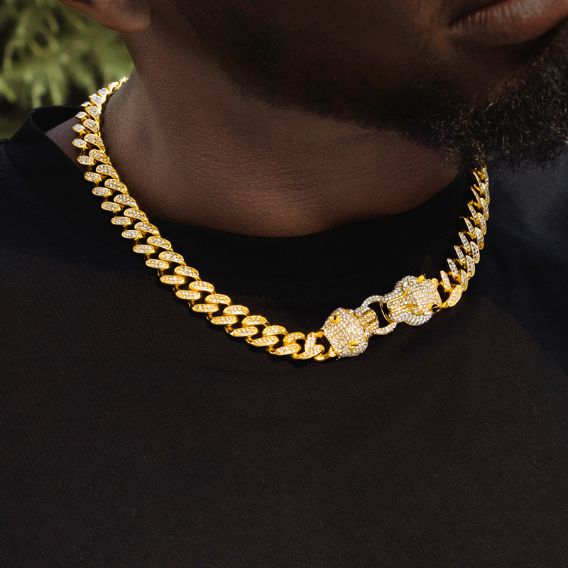 Iced Double Panther Cuban Chain in 18K Gold