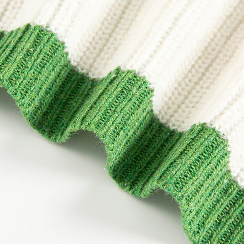 Casual Contrast Color Knit Cardigan