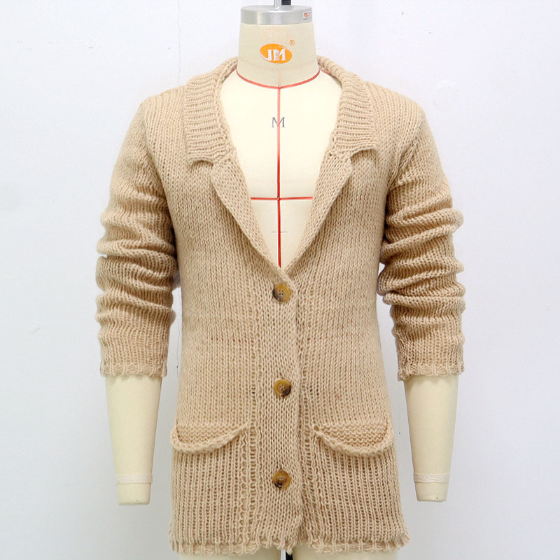 Thick Knit Suit Collar Cardigan Sweater