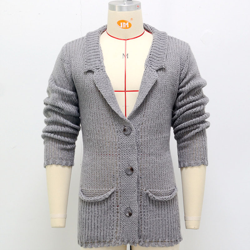 Thick Knit Suit Collar Cardigan Sweater