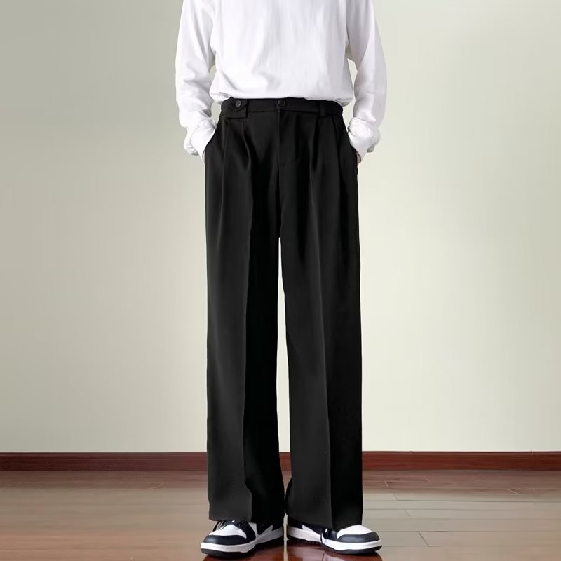 Solid Straight Casual Pants