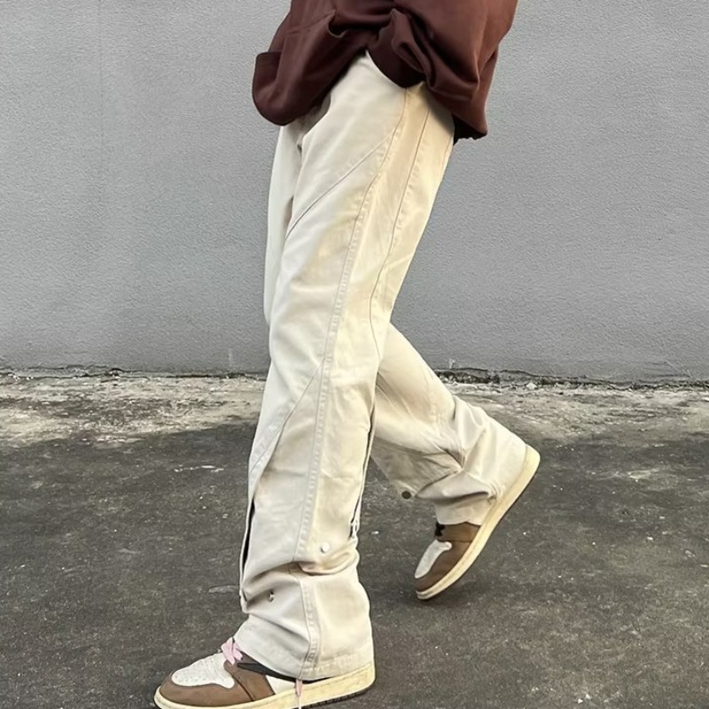 Button Design Straight Casual Pants