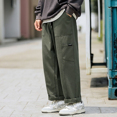 Solid Color Pocket Casual Pants