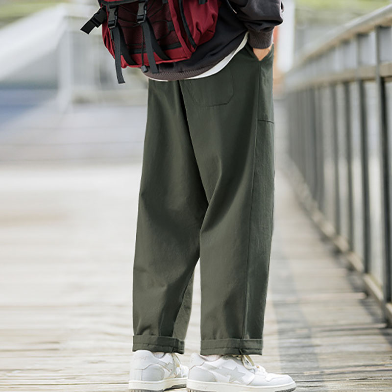 Solid Color Pocket Casual Pants