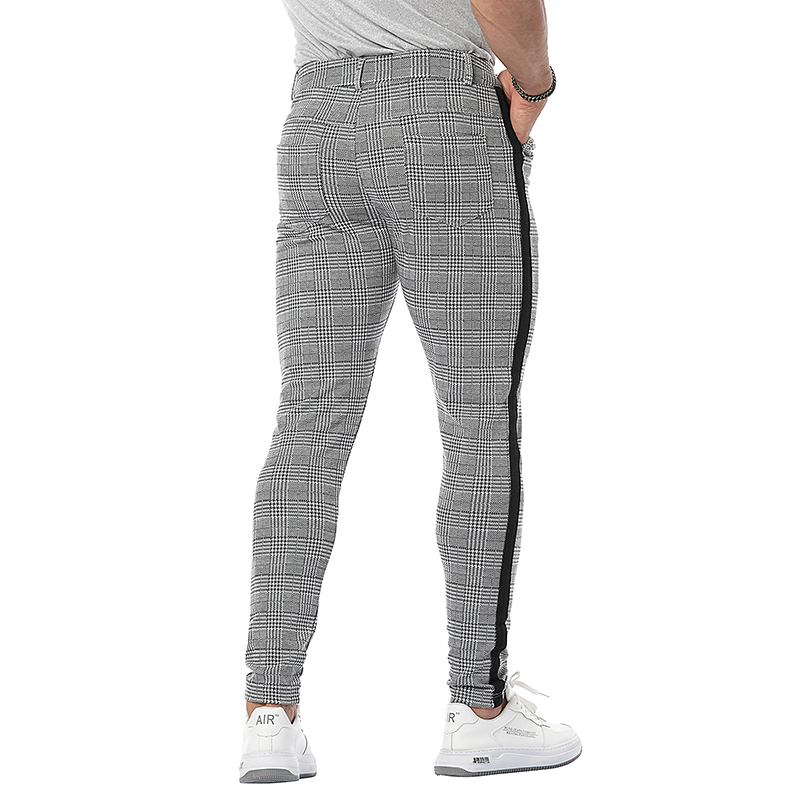 High Elastic Casual Plaid Trousers