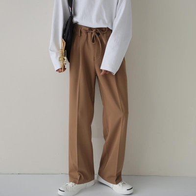 Basic Straight Button Casual Pants