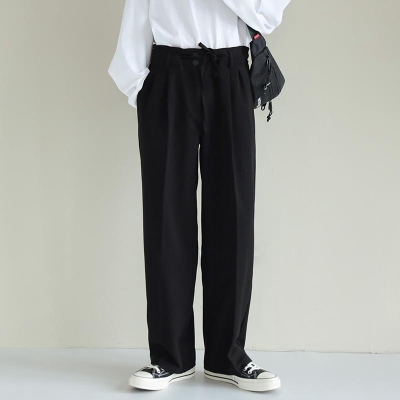 Basic Straight Button Casual Pants