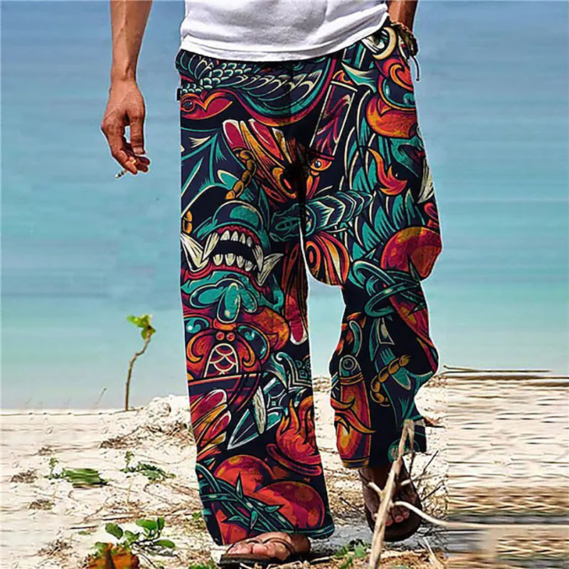 Men's Bohemian Print Straight Casual Pants
