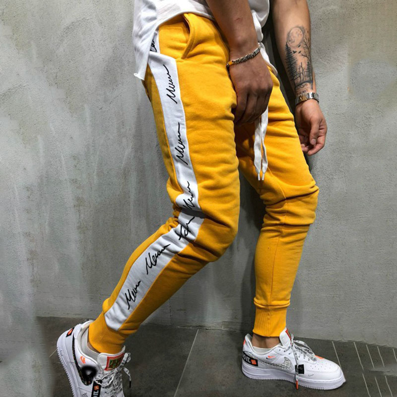 Hip-hop Trendy Side Print Slim-fit Casual Pants