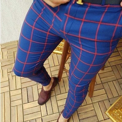 Men's Multicolor Plaid Casual Trousers
