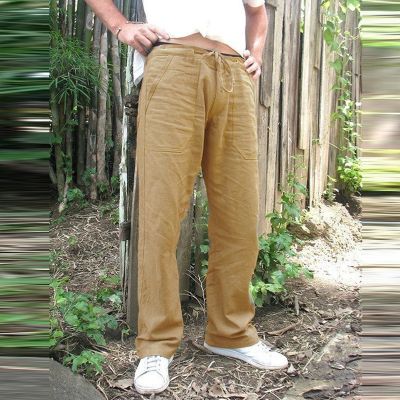 Men's Solid Color Straight Lace Casual Pants