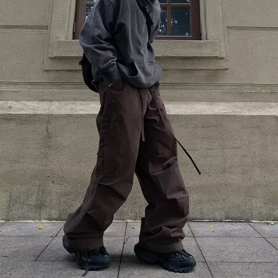 Street Hip-hop Solid Color Straight-leg Multi-pocket Casual Pants