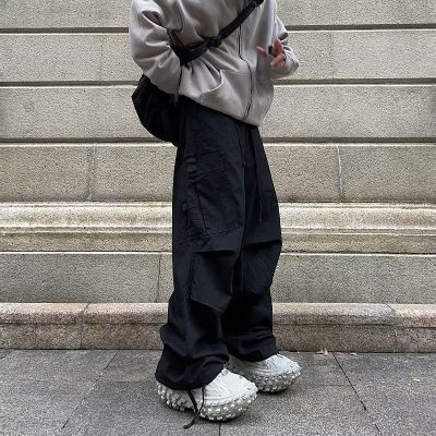 Street Hip-hop Solid Color Straight-leg Multi-pocket Casual Pants
