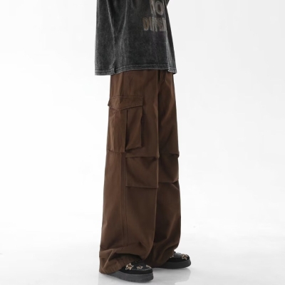Retro High Street Men's Large Pocket Straight Casual Pants