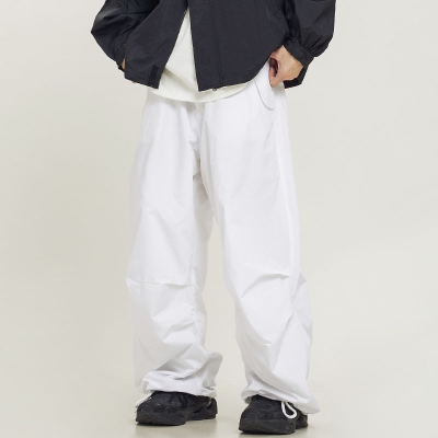 Street Vintage Drawstring Pleated Cargo Stacked Pants