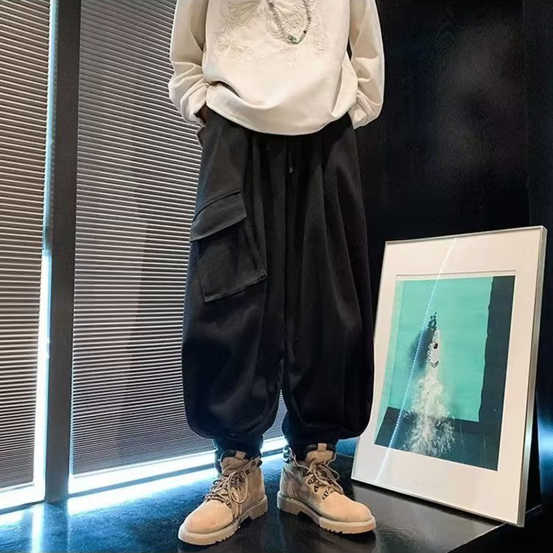 Functional Style Wide-leg Bloomers Retro Casual Pants