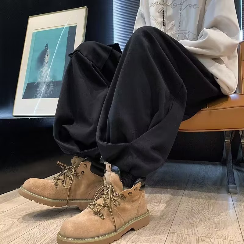 Functional Style Wide-leg Bloomers Retro Casual Pants