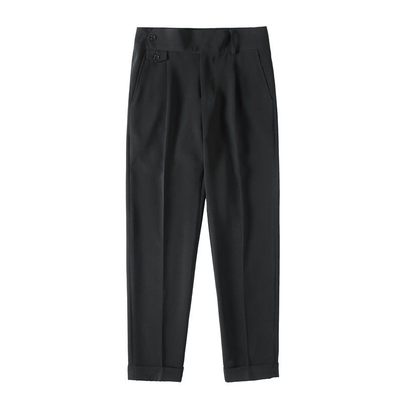 Straight-leg High-waisted British-style Slim-fit Trousers