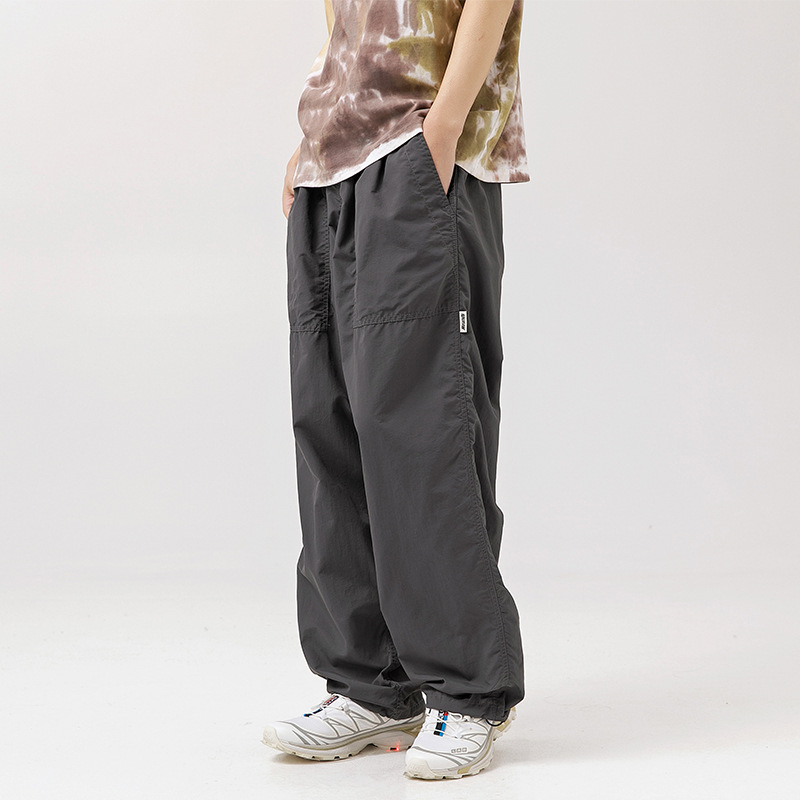 Quick Dry Solid Color Casual Straight Cargo Trousers