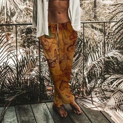 Brown Butterfly Print Lounge Pants