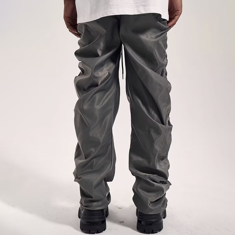 Ruched-zip Mechanical Drawstring Nylon Elephant Pants