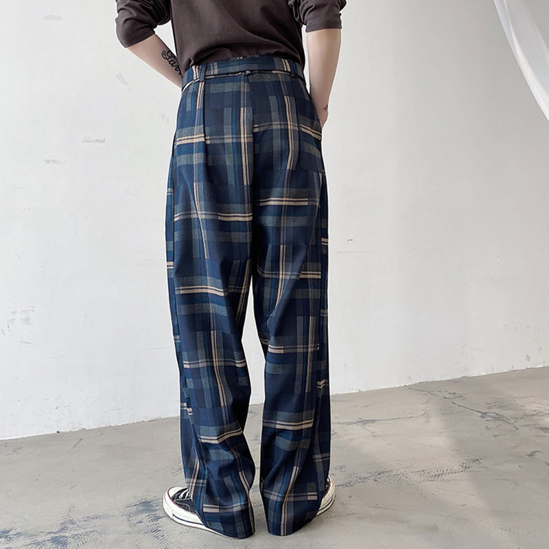 Retro High Waist Casual Plaid Pants