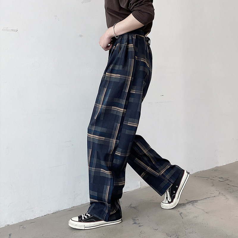 Retro High Waist Casual Plaid Pants