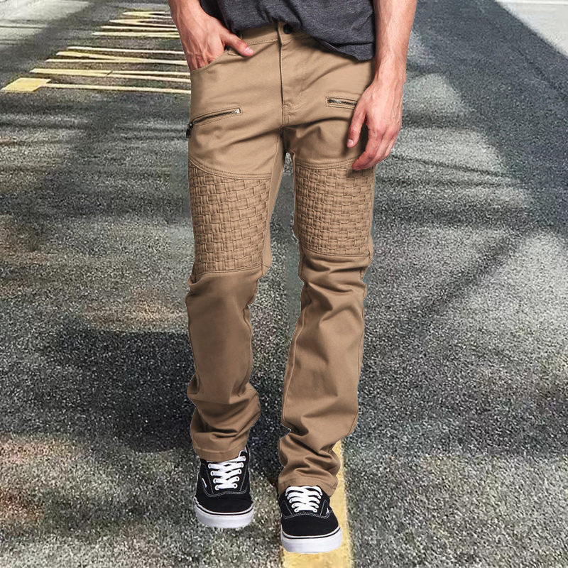 Embossed Panel Cargo Straight Leg Pants