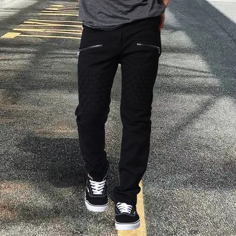 Embossed Panel Cargo Straight Leg Pants