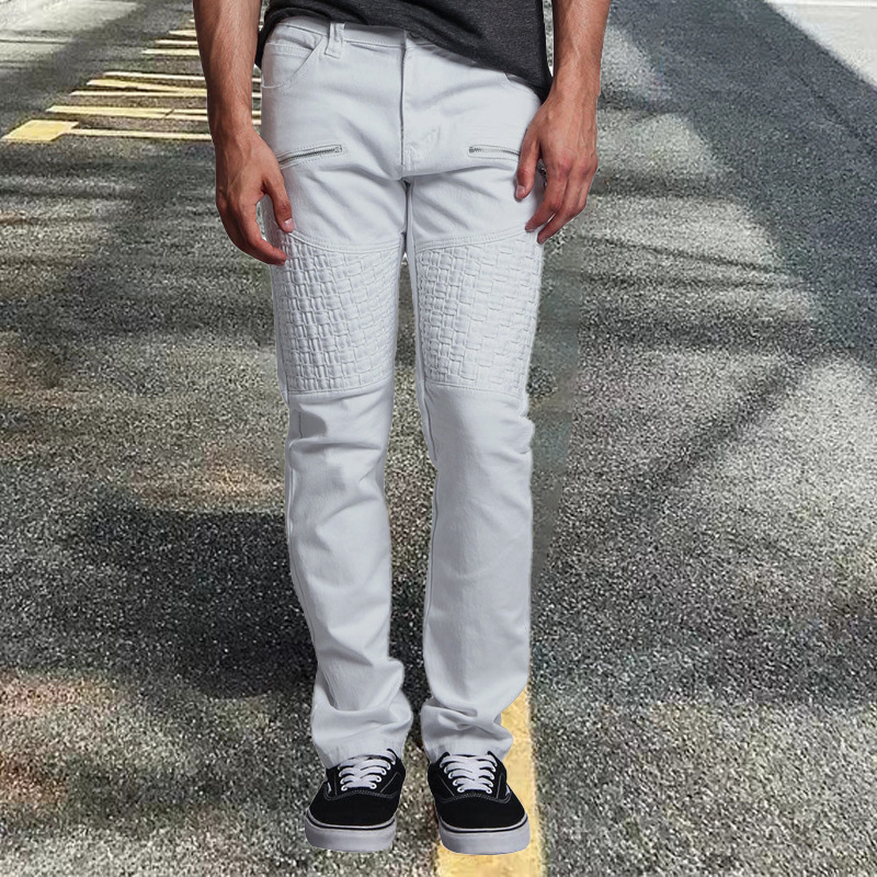Embossed Panel Cargo Straight Leg Pants