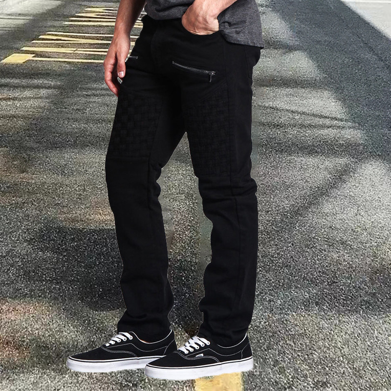 Embossed Panel Cargo Straight Leg Pants