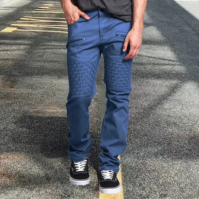 Embossed Panel Cargo Straight Leg Pants