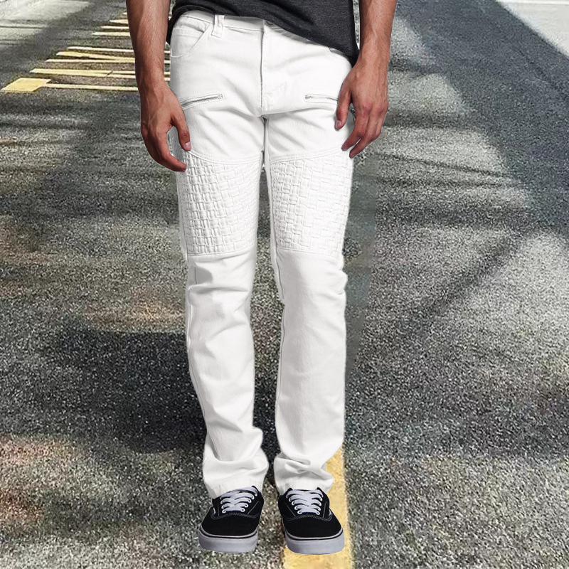 Embossed Panel Cargo Straight Leg Pants