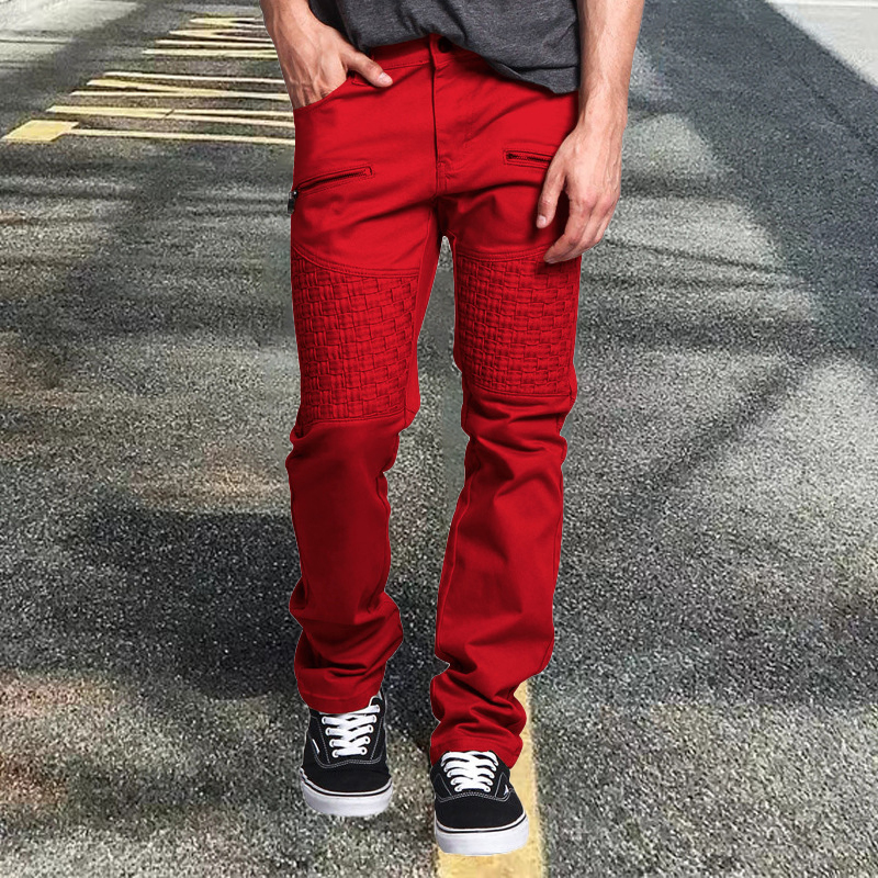 Embossed Panel Cargo Straight Leg Pants