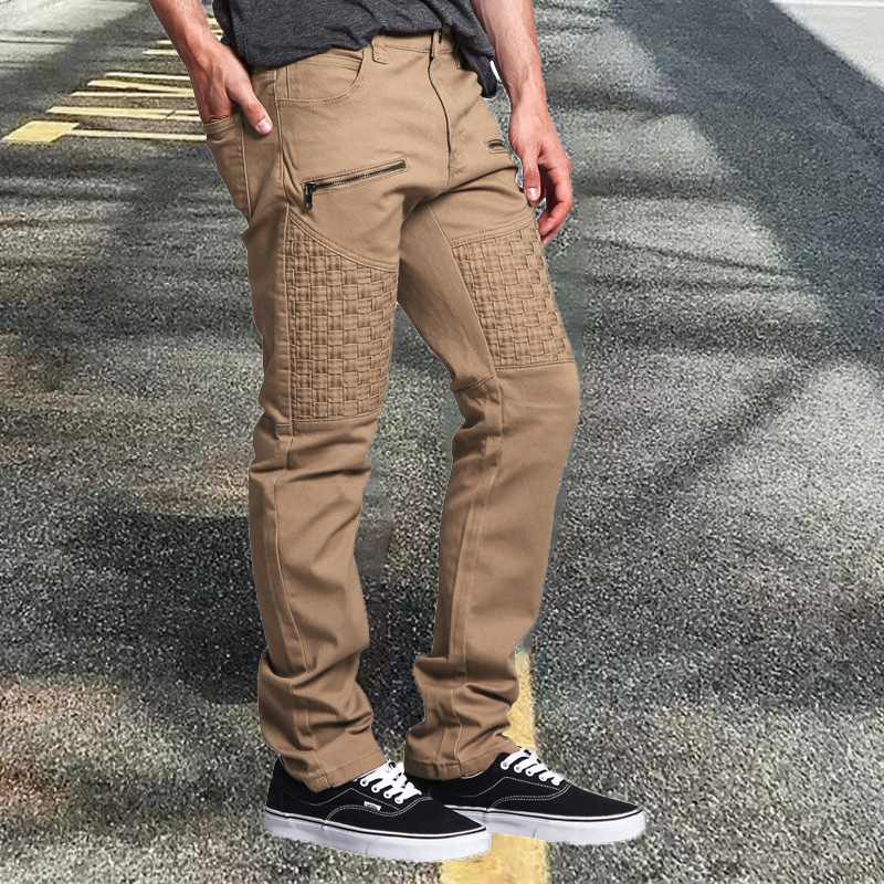 Embossed Panel Cargo Straight Leg Pants
