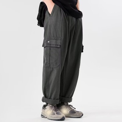 Solid Color Straight Cargo Pants